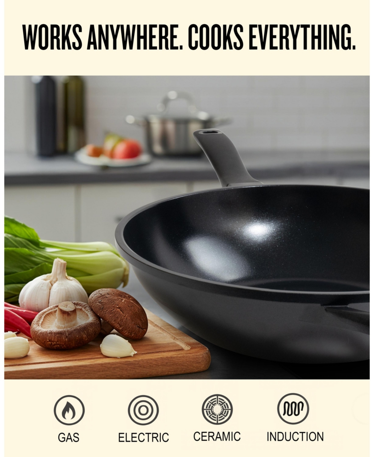 Alva Energy 12" Ceramic Nonstick Wok – Pfas-Free, Non-Toxic Cookware