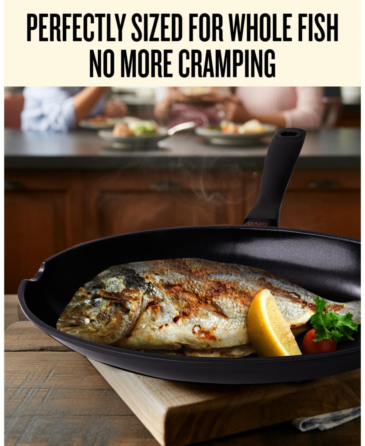 Alva Energy 13.4" Oval Nonstick Ceramic Fish Frying Pan – Non-Toxic, Pfas-Free, Whole Fish Ready