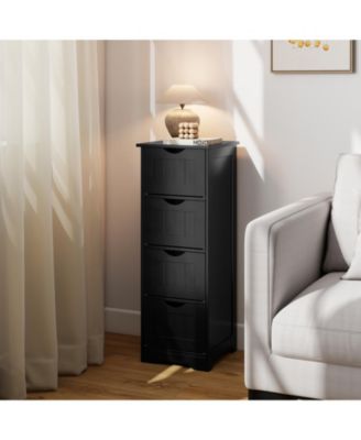 32.5”H MDF 4 Drawers Freestanding Narrow Side Storage Organizer Bathroom Floor Cabinet