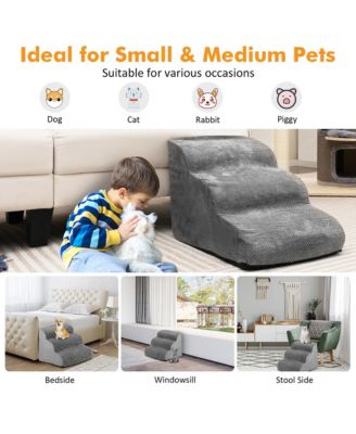 3-Tier Foam Dog Ramp Non-Slip Dog Steps Soft Pet Stairs Ladder for High Sofa