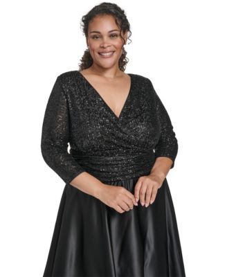 Plus Size 3/4-Sleeve V-Neck Dress
