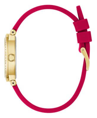 Women's Gold-Tone Red Silicone Analog Watch, 32mm
