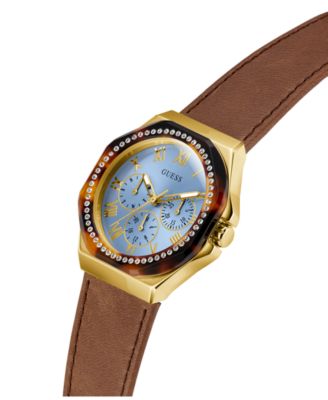 Women's Gold-Tone Brown Leather Multi-Function Watch, 36mm