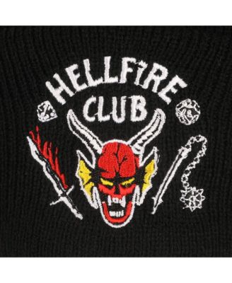Men's Hellfire Club Embroidery On Black Acrylic Knit Cuff Beanie