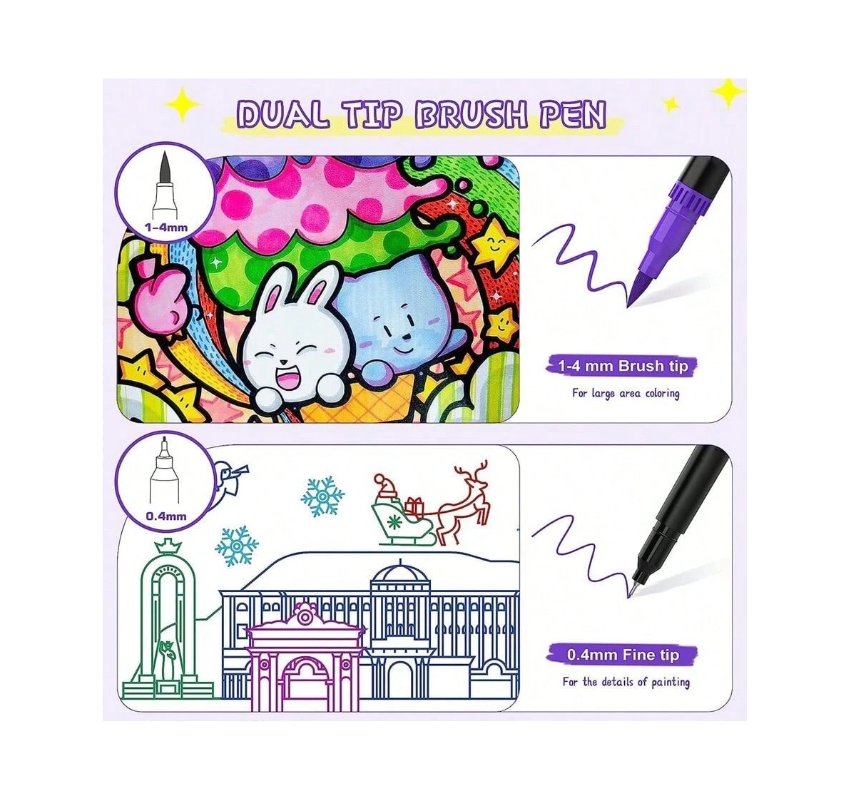 Htutwoo 48 Colors Art Brush Markers Pens for Adult Coloring Books, School Supplies for Kids Teens, Drawing Markers for Note Taking Planner Journal