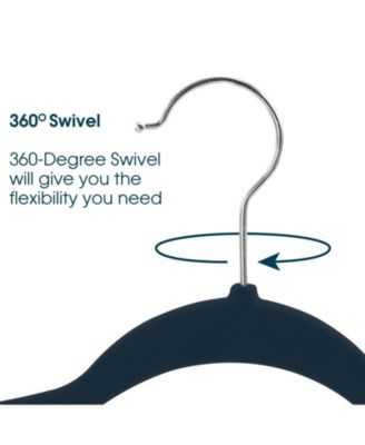 Home 50 Piece Flocked Velvet Clothes Hangers with Stainless Steel Swivel Hooks in Pink