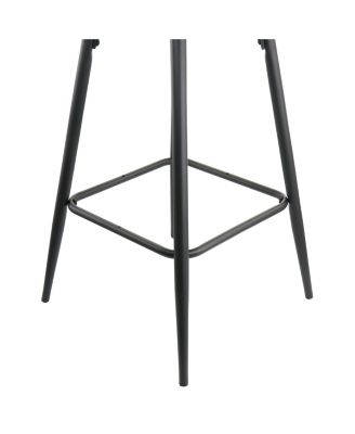 2 Piece Diamond Stitched Faux Leather Bar Chair in Black with Metal Legs