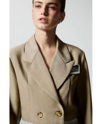 Women's Crop blazer with two materials