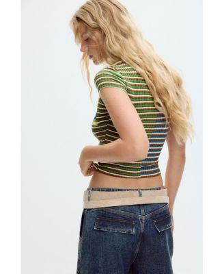 Women's Striped daisy T-shirt