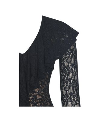 Women's Parisa Black Lace Ruffled Mermaid Maxi Dress
