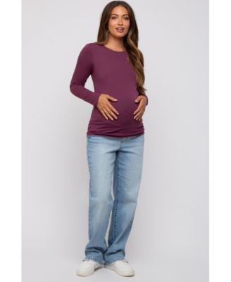 Plum Long Sleeve Maternity Top