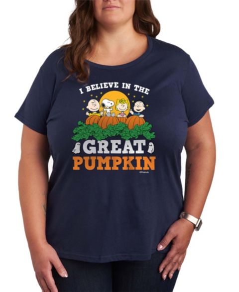 Женские футболки Hybrid Apparel Peanuts Gang Halloween Great Pumpkin Short Sleeve Graphic T-shirts, цвет: Меланжевый