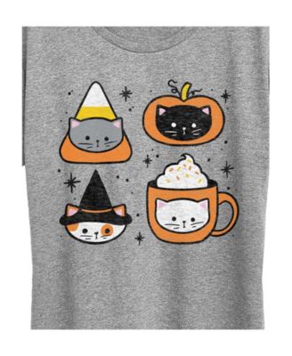 Plus Size Halloween Cats Women's Short Sleeve Graphic T-shirts