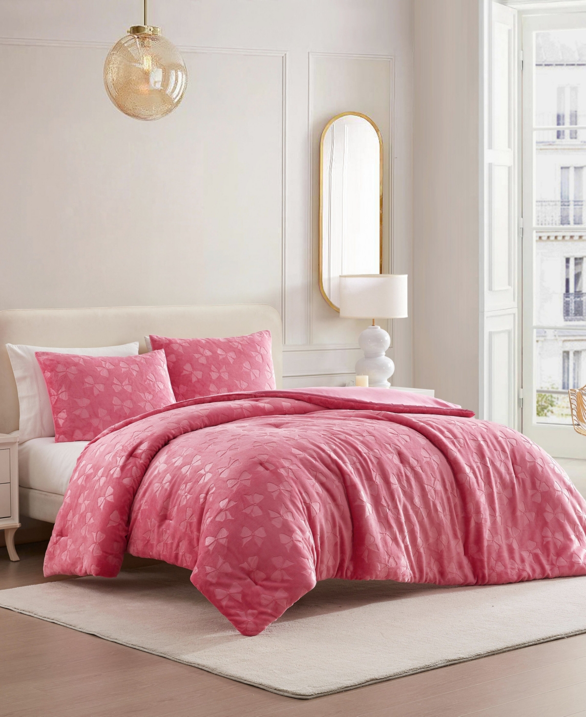 Betsey Johnson Flirty Bows Embossed Plush Comforter Set