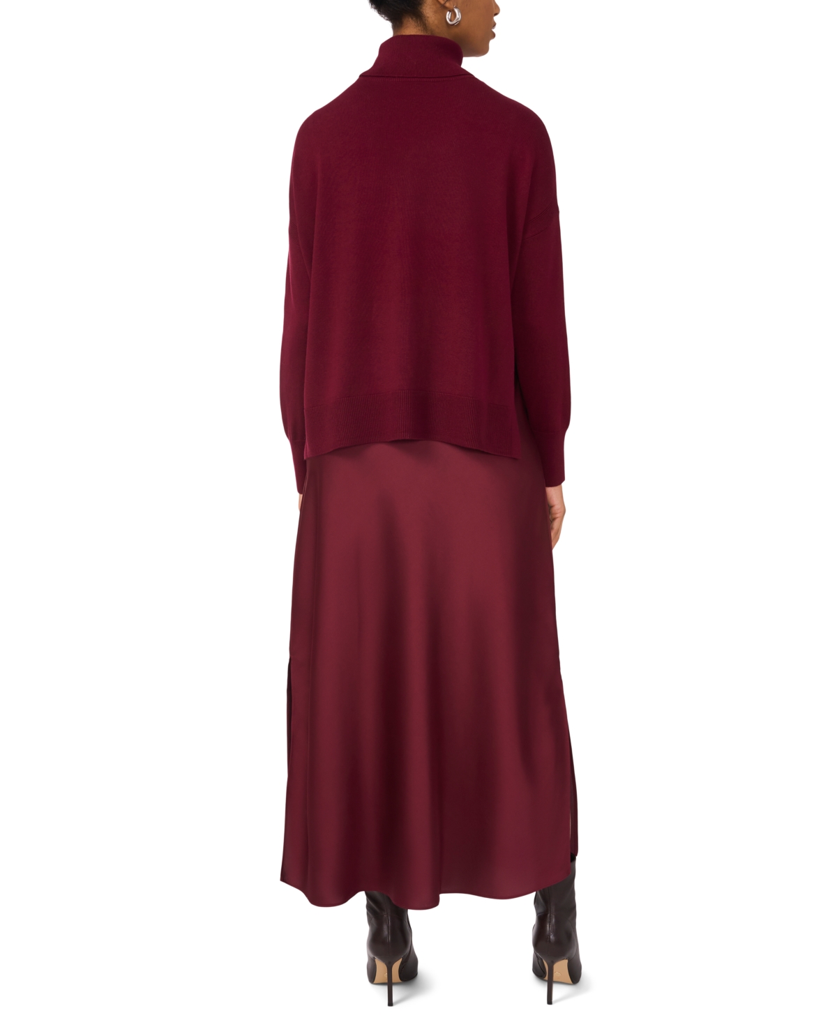 Msk Women's Mock Neck Slip Sweater Dress