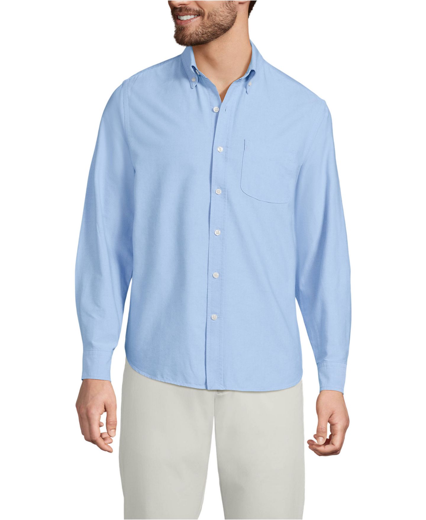Мужская рубашка Lands' End Long Sleeve Easy Fit Sail Rigger Oxford, цвет: Синий — фото 1
