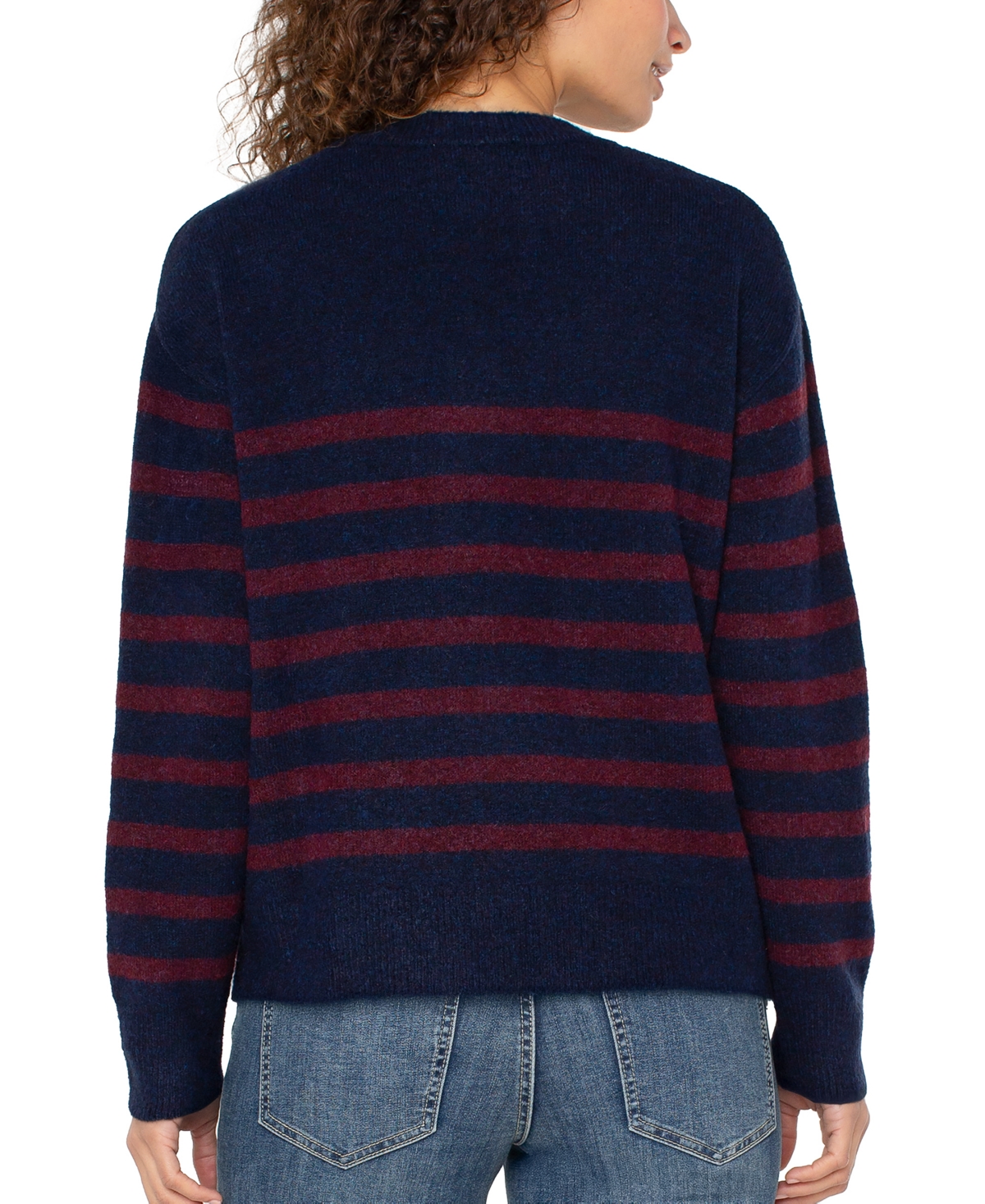 Liverpool Los Angeles Long Sleeve Crew Neck Dropped Shoulder Sweater In Blue