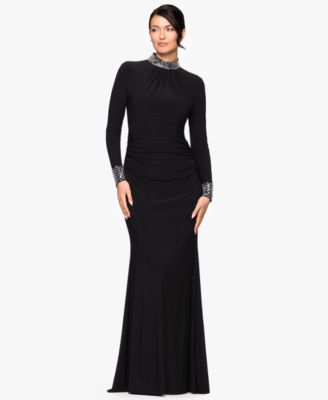 Betsy & Adam - Women's Long Sleeve Mock Neck Gown