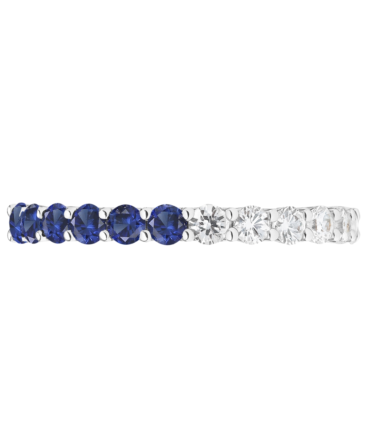 Macy's Lab-grown Sapphire (1 Ct. T.w.) And Lab-grown White Sapphire (1 Ct. T.w.) Band Ring In Sterling Silv In Metallic