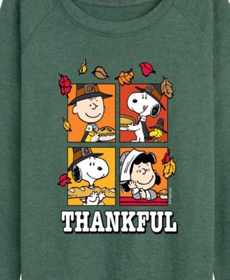 Plus Size Peanuts Gang Fall Thankful French Terry Long Sleeve T-Shirt