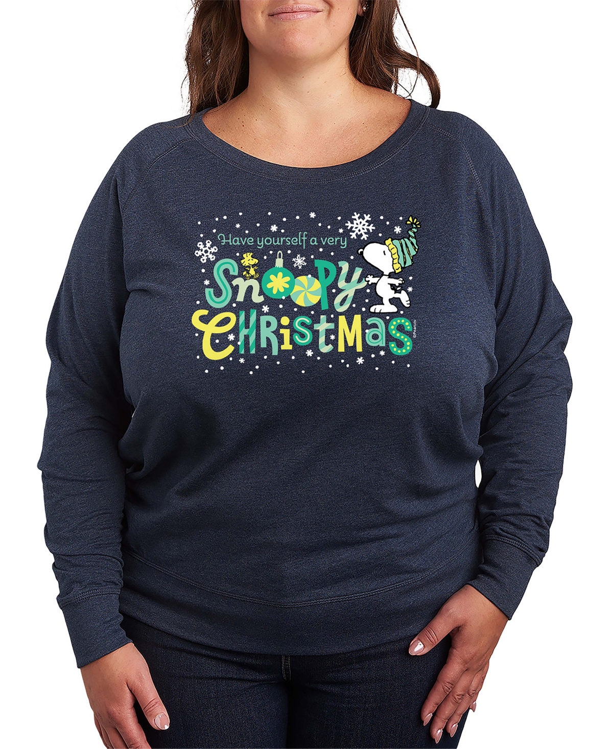 Hybrid Apparel Snoopy Christmas Women's French Terry Long Sleeve Shirt