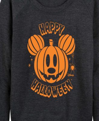 Plus Size Disney Happy Halloween Mickey Mouse French Terry Long Sleeve T-Shirt