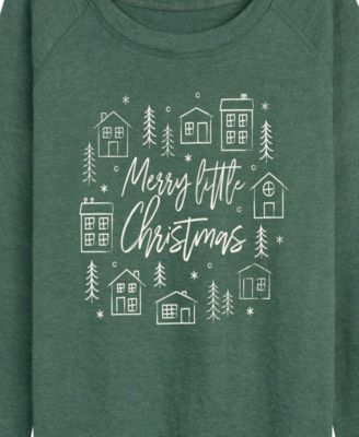 Plus Size Merry Little Christmas Houses French Terry Long Sleeve T-Shirt