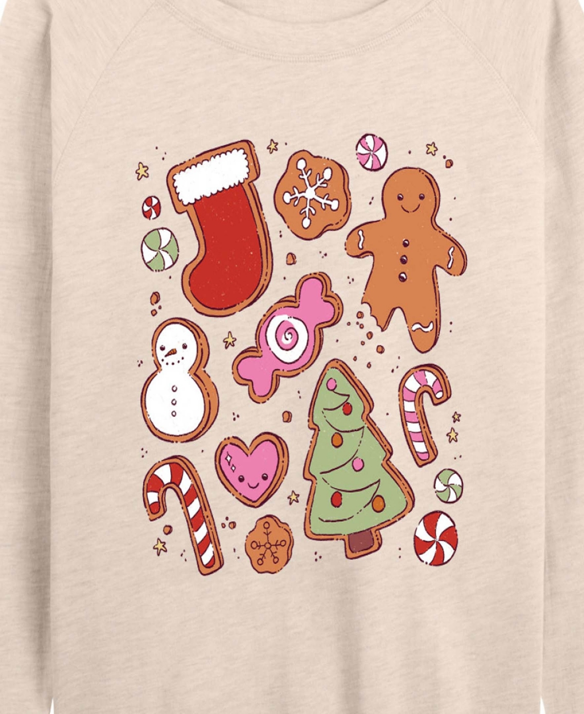 Hybrid Apparel Cute Christmas Cookies Women's French Terry Long Sleeve Shirt In Neutral