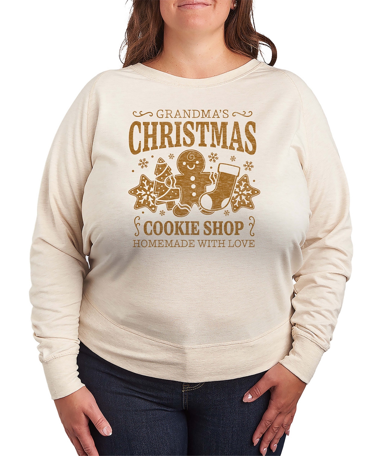 Hybrid Apparel Grandma's Christmas Cookie Shop Women's French Terry Long Sleeve Shirt