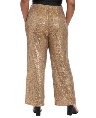 Plus Size Sequined Pull-On Pants