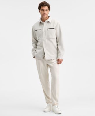 Alfani Mens Wool Shirt Jacket Sweater T Shirt Brushed Suit Pants Macys Exclusive In Gray