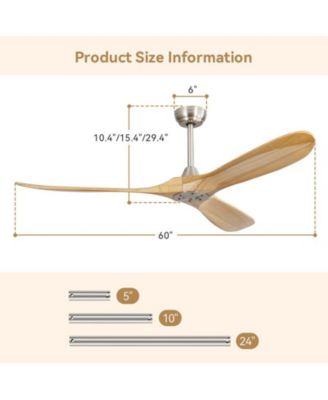 60-inch Modern Sand Nickel 3-Blade Intelligent Remote Control and Timing Function Ceiling Fan