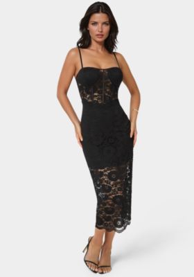 Women's Lace Corset Midi Dress
