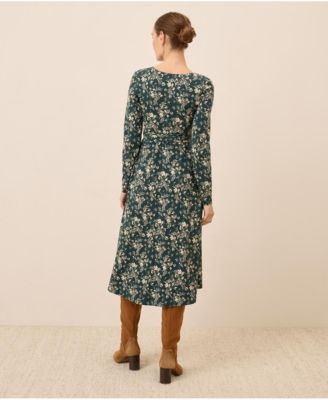 Women's Organic Cotton Fit & Flare Faux Wrap Dress