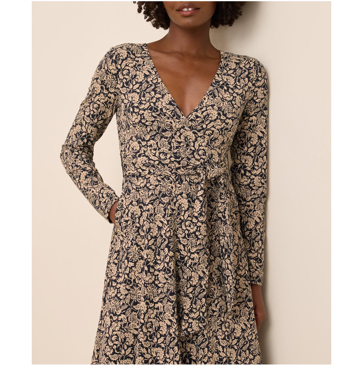 Pact Women's Organic Cotton Fit & Flare Faux Wrap Dress