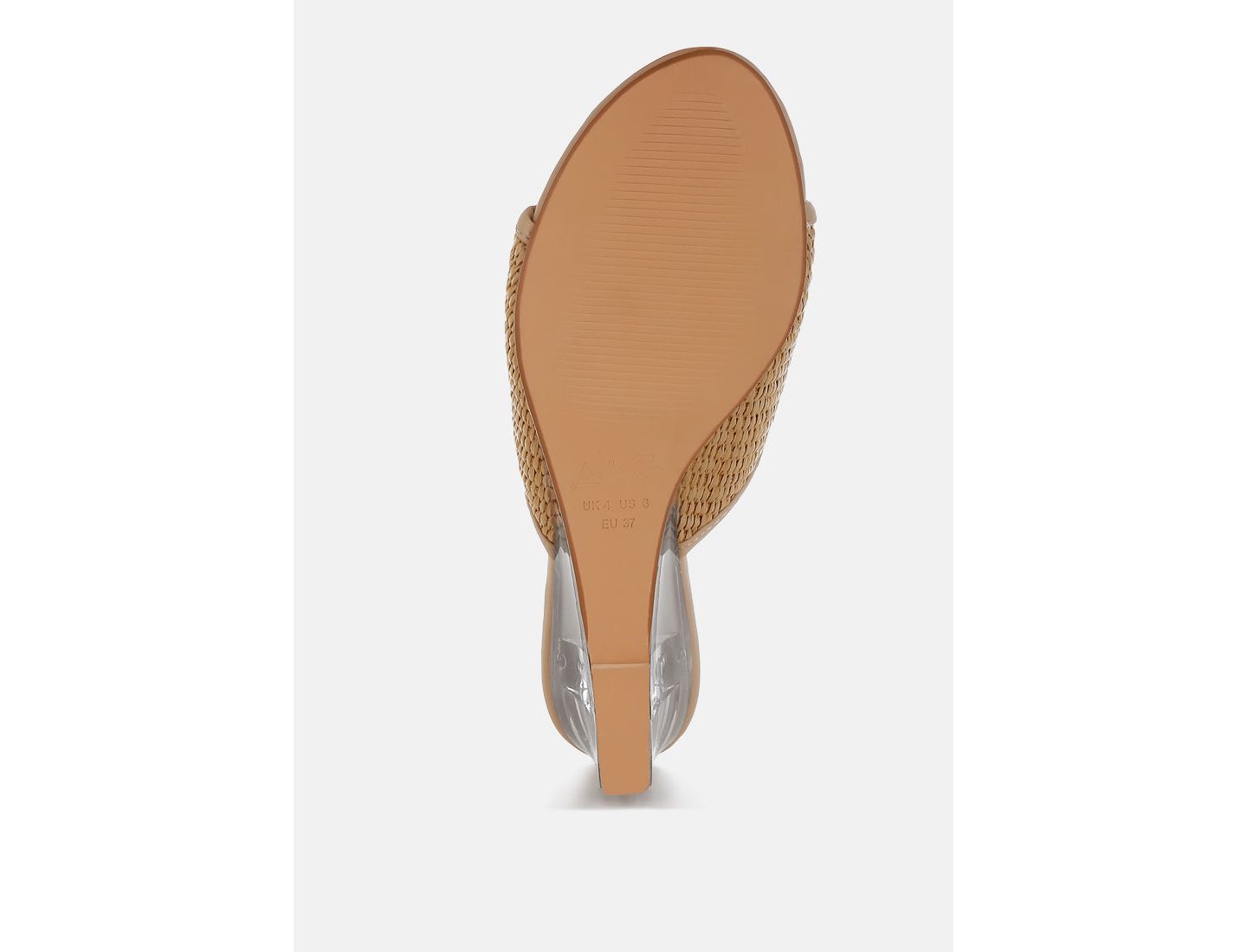 Женские сандалии London Rag Osminda Raffia Clear Heel Wedge, цвет: Натуральный — фото 8