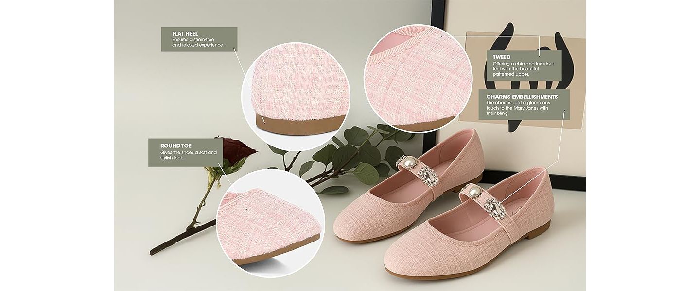 Женские балетки London Rag Noyama Charms Embellished Tweed Mary Janes, цвет: Светлый бежевый — фото 7