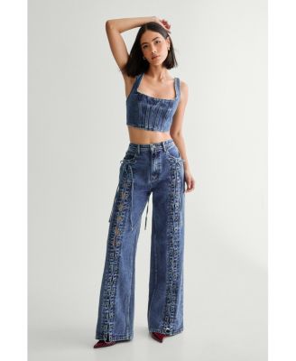 Women's Lace Front Detail Jean