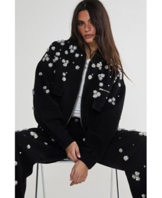 Embellished Flower Applique Jacket