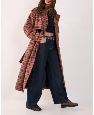 Women's Check Vinyl Collar Trench Coat