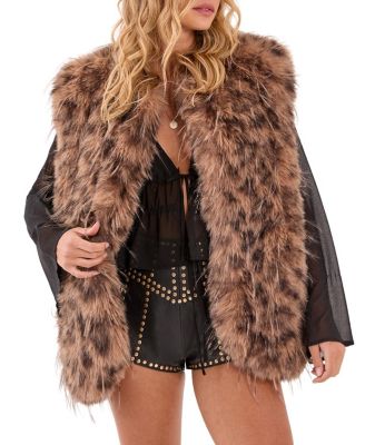 Women's Leopard Print Faux Fur Gilet