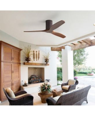 52-inch Modern Brown 3-Blade Flush Mount Fans Supports Remote Control 6-Speed Arbitrary Adjustment and Timing Function