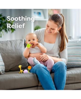 Baby Silicone Teething Toys 5 Pack, Sensory Balls & Teethers 0-12 Months, BPA Free Freezer Safe Soft Teether Toys, Soothe Gums