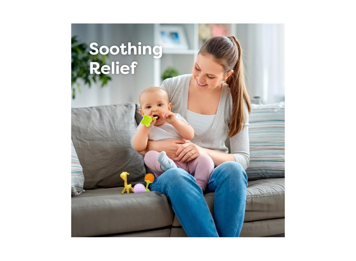 Sperric Baby Silicone Teething Toys 5 Pack, Sensory Balls & Teethers 0-12 Months, Bpa Free Freezer Safe Soft Teether Toys, Soothe Gums