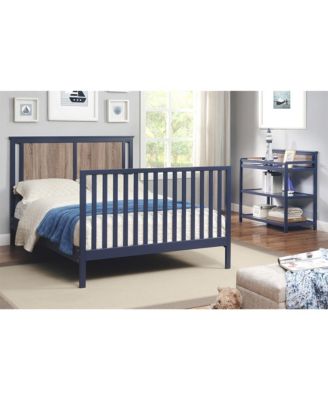 4-in-1 Convertible Crib in Midnight Blue and Vintage Walnut