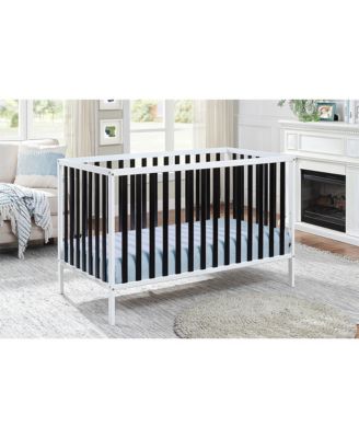  Deux Remi Island 4-in-1 Convertible Crib in White and Black with Modern Slatted Design
