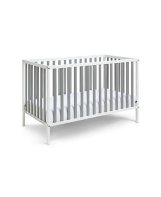 White and Gray 3-in-1 Island Convertible Crib with Adjustable Mattress Support