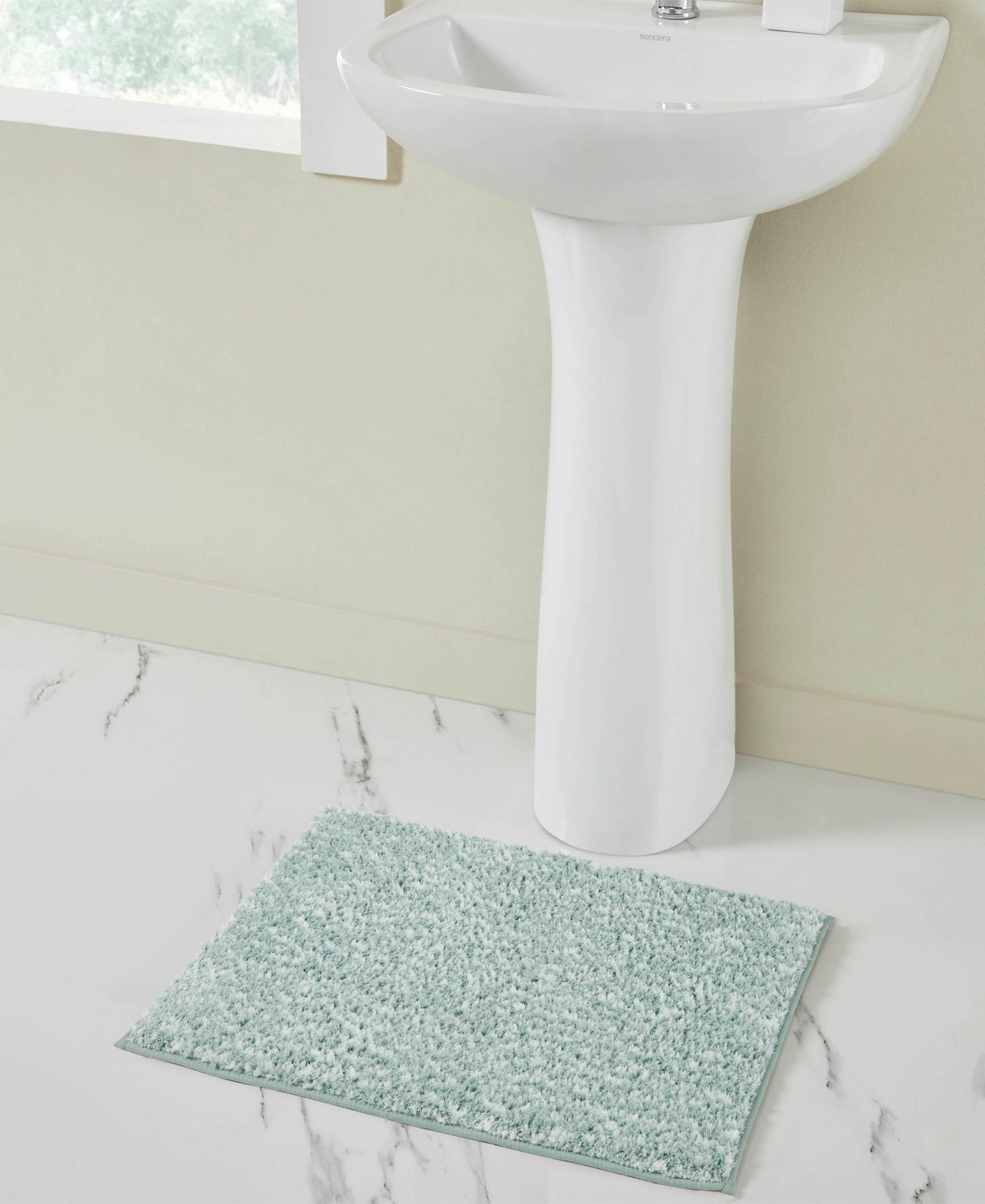 Vcny Home Heathered Memory Foam Bath Rug, 17" X 24" In Green