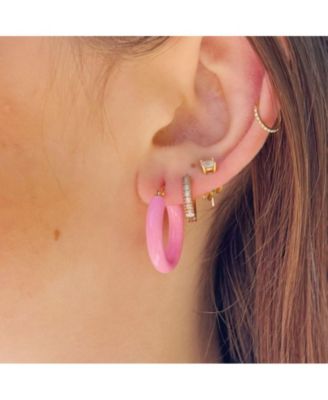 Sasha Pink Enamel Hoops