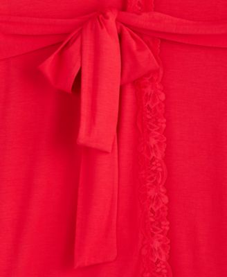 Women's Lace-Trim Knit Wrap Robe